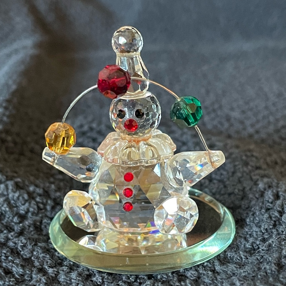 Crystal Clown Figurine with Colorful Bead Accents